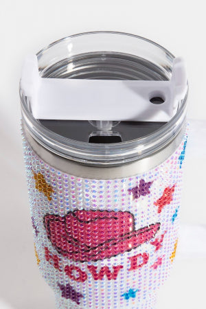 Rhinestone Encrusted Howdy Cowboy Hat 40Oz Tumbler