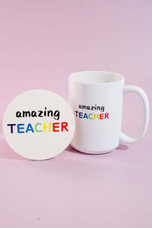 Amazing Teacher 15 Oz Mug With Matching Coaster Gift Set