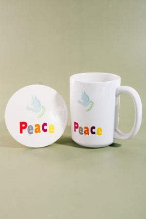 Peace Dove 15 Oz Mug With Matching Coaster Gift Set