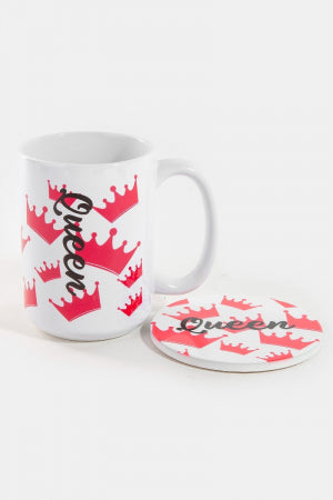 Queen And Crowns 15 Oz Mug With Matching Coaster Gift Set
