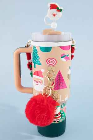Santa Claus Christmas Themed 40oz Tumbler With Accessories
