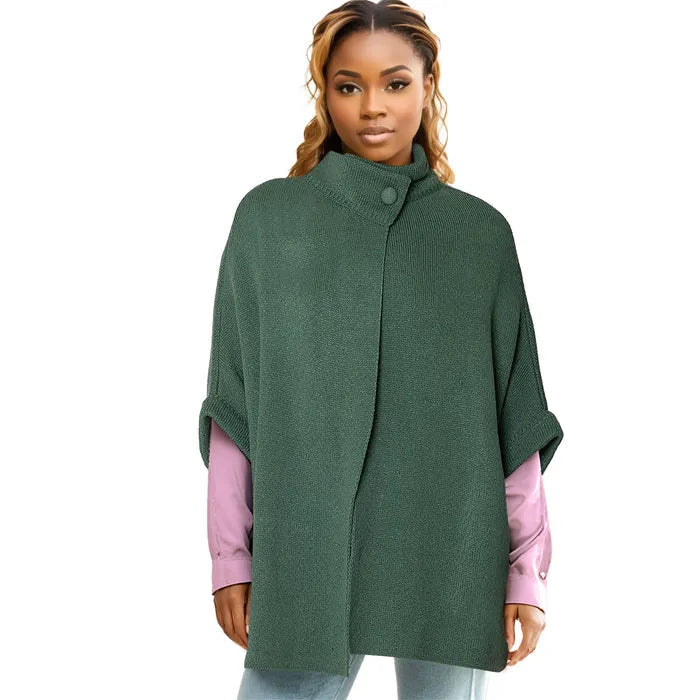 Cardigan Green Knit Neck Button for Women - M H W ACCESSORIES LLC
