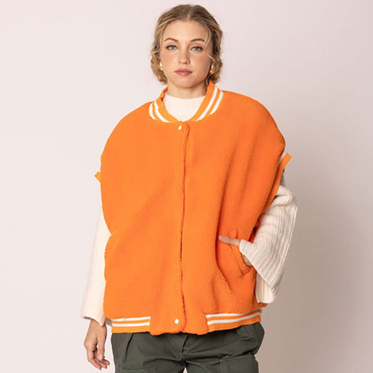 College Game Day Sherpa Vest Orange & Ivory - M H W ACCESSORIES LLC
