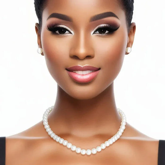 Cream 10mm Glass Pearls for Women - M H W ACCESSORIES LLC