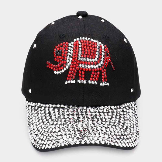 Crystal Accented Elephant Baseball Cap- M H W ACCESSORIES