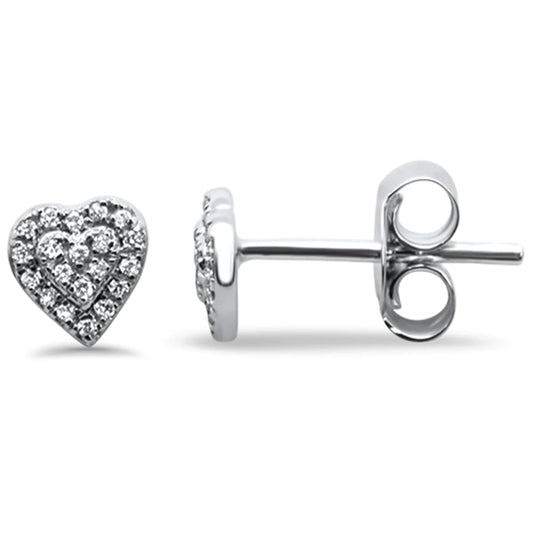 14KT White Gold Heart Stud Diamond Earrings-M H W ACCESSORIES - M H W ACCESSORIES LLC