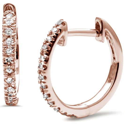 10K Rose Gold Diamond Hoop Earrings For Women - M H W ACCESSORIES LLC