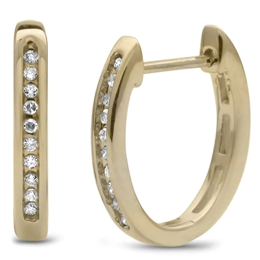 10KT Yellow Gold Diamond Hoop Earrings for Women .07 ct. - M H W ACCESSORIES LLC