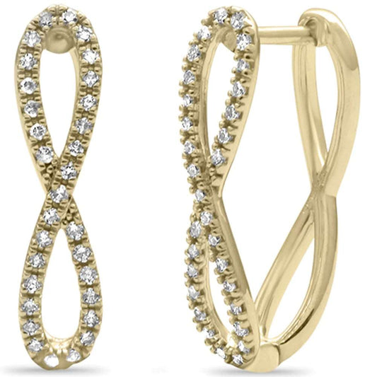 14K Yellow Gold Diamond Infinity Hoop Earrings- M H W ACCESSORIES - M H W ACCESSORIES LLC