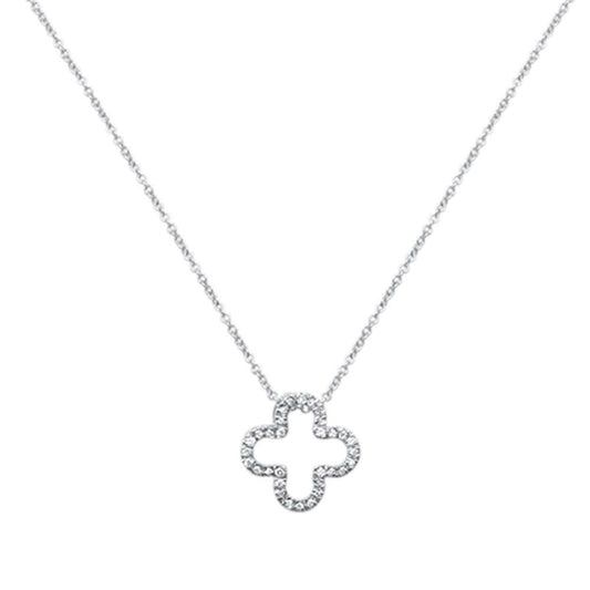 14kt White Gold Quatrefoil Diamond Pendant Necklace-M H W ACCESSORIES - M H W ACCESSORIES LLC