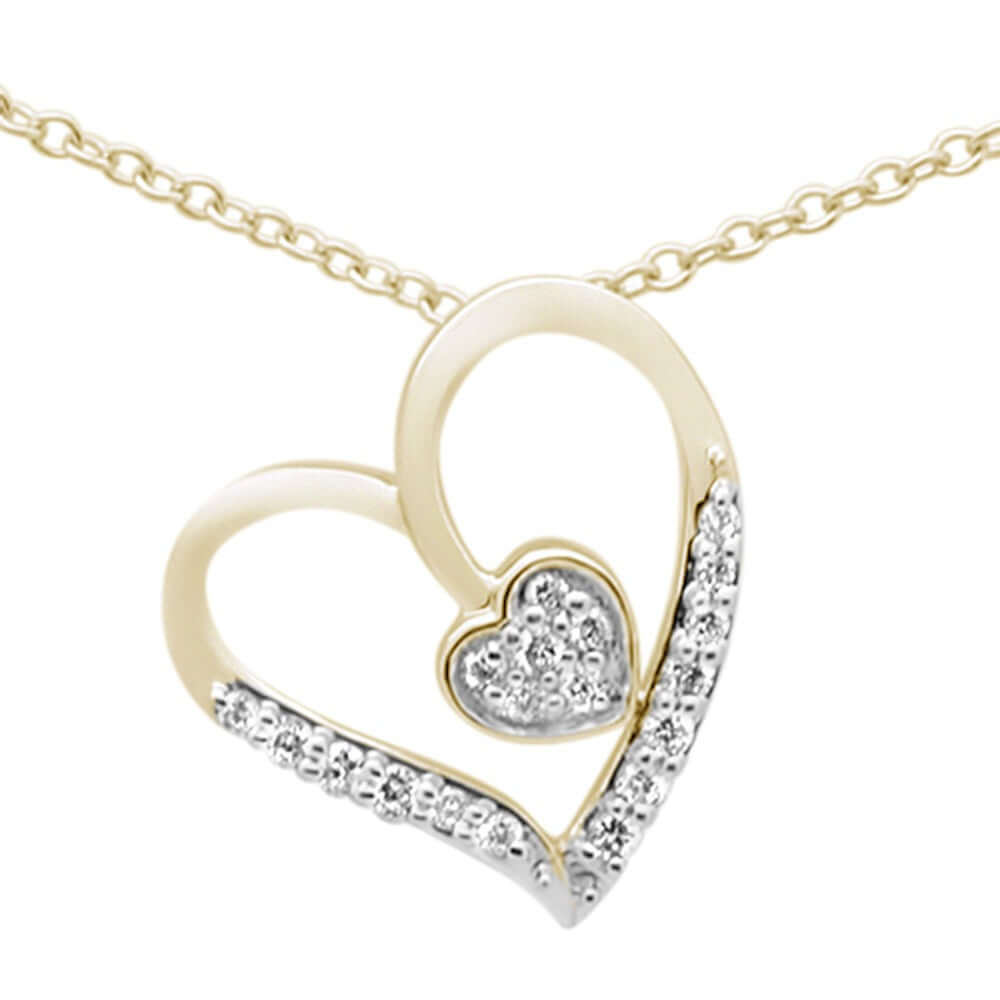 10KT Yellow Gold Diamond Heart Pendant Necklace .11 ct. for Women - M H W ACCESSORIES LLC