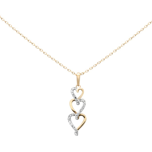 14K Yellow Gold Diamond Heart Drop Pendant Necklace -M H W ACCESSORIES - M H W ACCESSORIES LLC