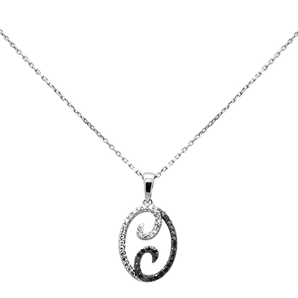 .33ct G SI 14K White Gold Black Diamond Pendant Necklace 18" Long Chain - M H W ACCESSORIES LLC