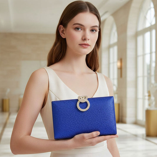 Blue Shimmery Evening Clutch / Crossbody Bag M H W ACCESSORIES LLC Blue Shimmery Evening Clutch / Crossbody Bag