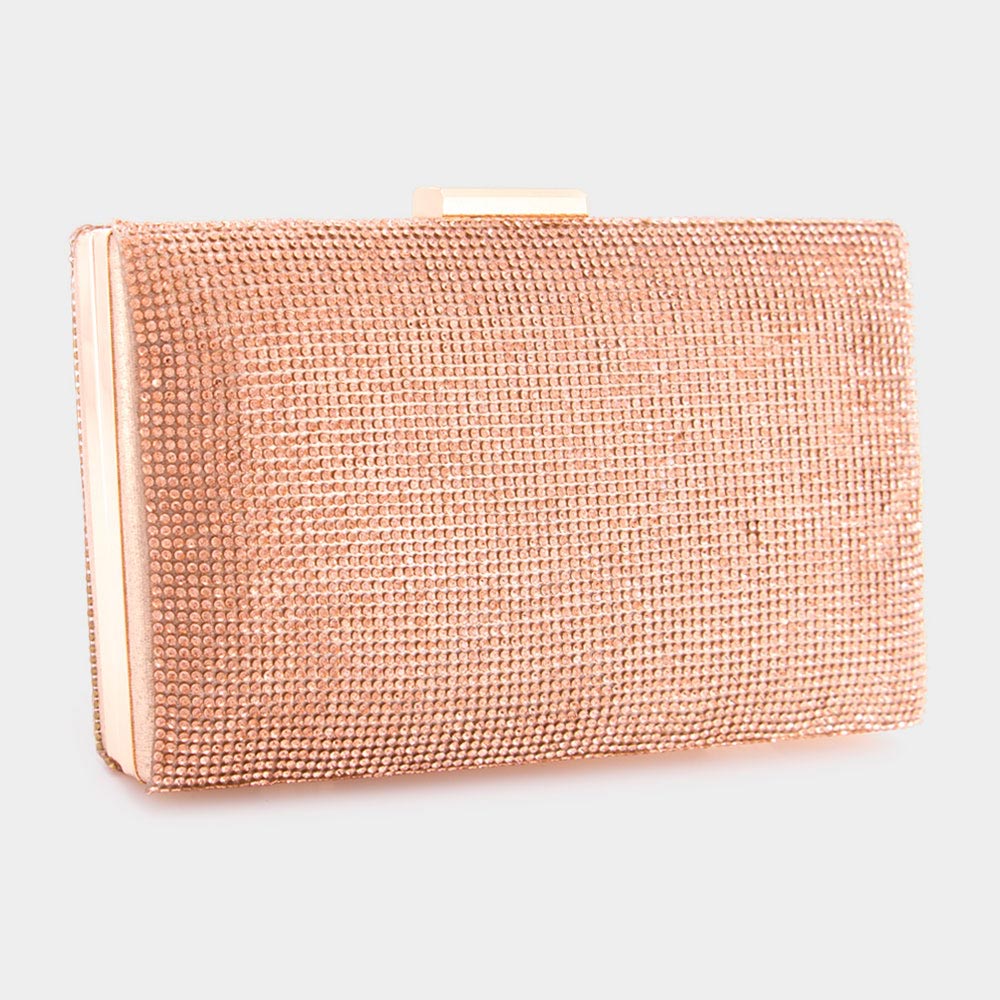 Rose Gold Shimmery Evening Clutch Bag for Women M H W ACCESSORIES LLC Rose Gold Shimmery Evening Clutch Bag for Women