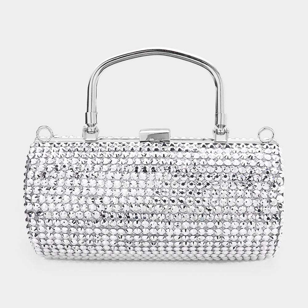 Silver Studded Cylinder Evening Tote-M H W ACCESSORIES - M H W ACCESSORIES LLC