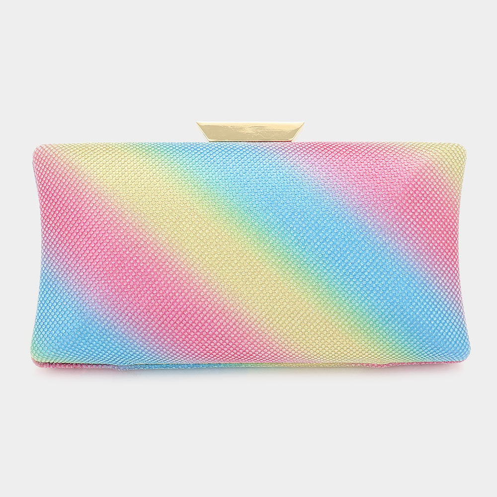 Multi-Color Glittered Rectangle Evening Clutch / Crossbody Bag - M H W ACCESSORIES LLC