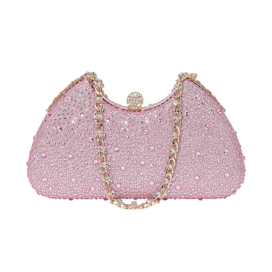 Pink Crystal Embellished Evening Clutch Bag for Women M H W ACCESSORIES LLC Pink Crystal Embellished Evening Clutch Bag for Women