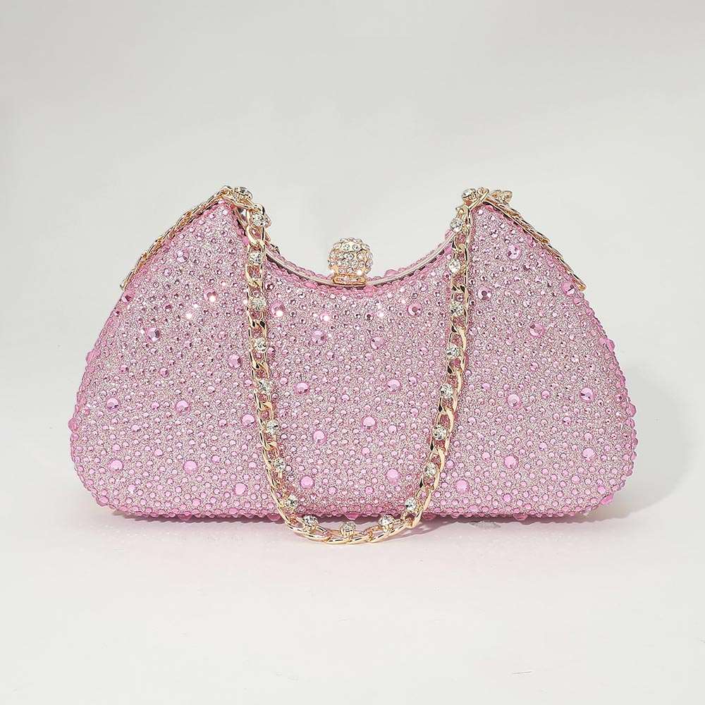 Pink Crystal Embellished Evening Clutch Bag for Women M H W ACCESSORIES LLC Pink Crystal Embellished Evening Clutch Bag for Women
