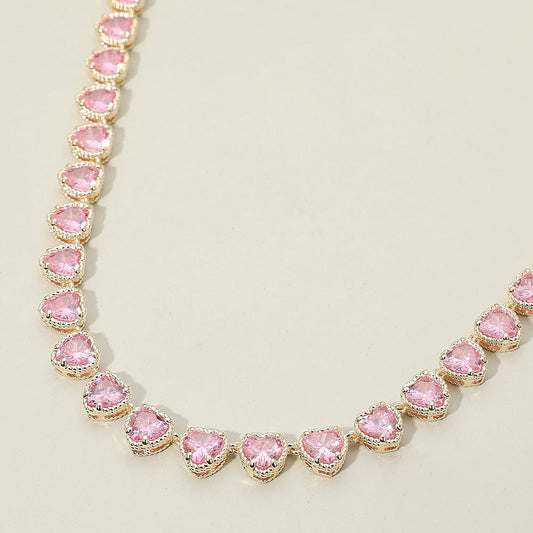 14K Gold Plated CZ Heart Stone Cluster Link Toggle Bracelet (Copy)