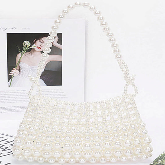 FAUX PEARL ELEGANCE CLUTCH BAG-M H W ACCESSORIES - M H W ACCESSORIES LLC