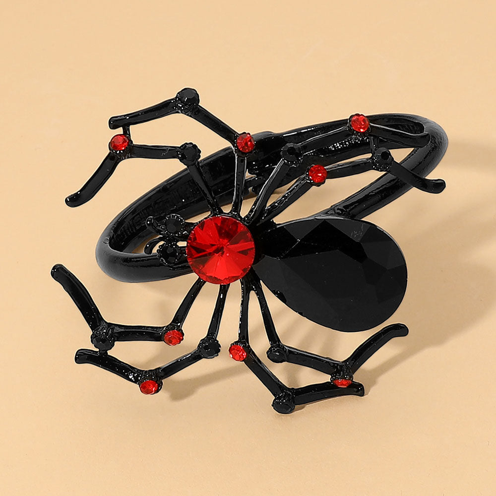 Bold Rhinestone Spider Accent Hinged Bangle Bracelet M H W ACCESSORIES LLC Bold Rhinestone Spider Accent Hinged Bangle Bracelet
