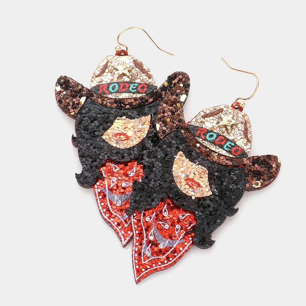 Red Sequin Rodeo Lady Dangle Earrings for Women - M H W ACCESSORIES LLC