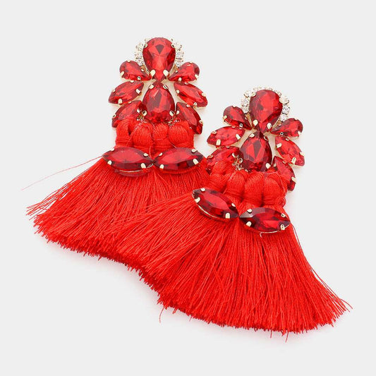 Teardrop Marquise Stone Fringe Earring-M H W ACCESSORIES - M H W ACCESSORIES LLC