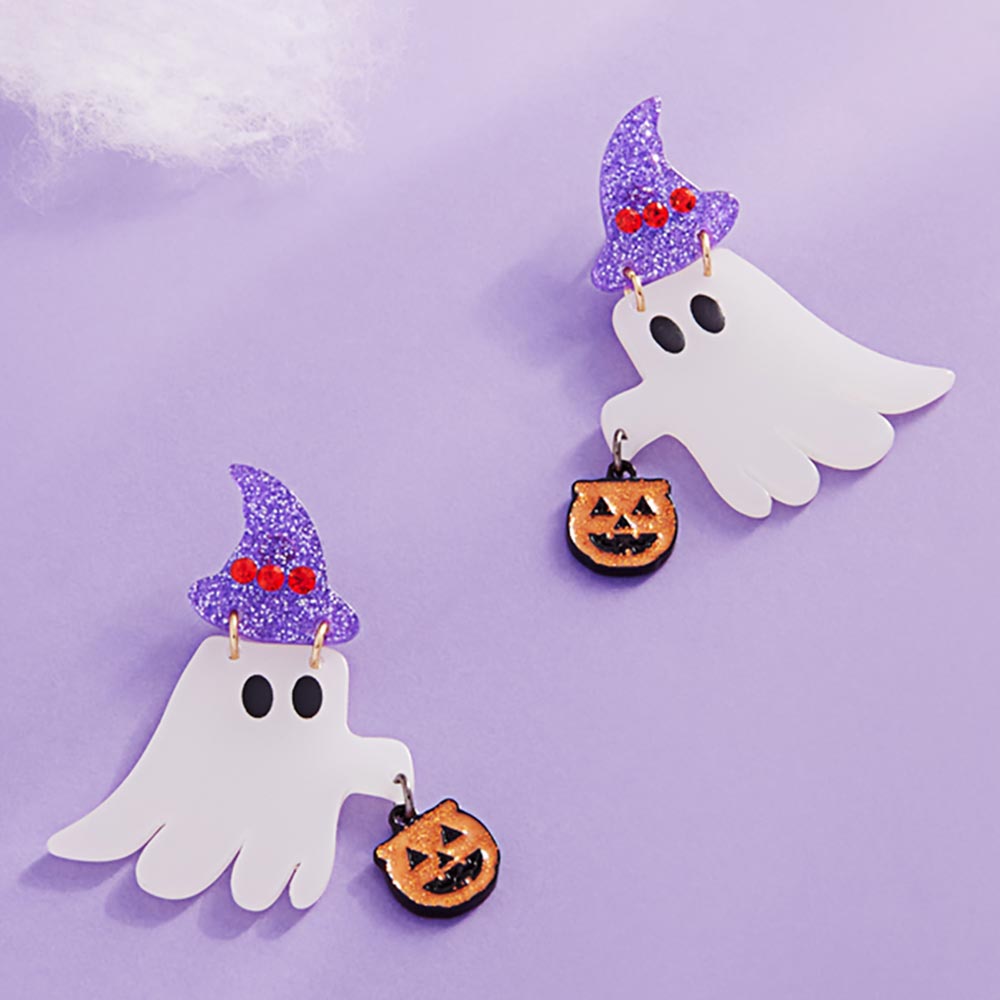 Glow In The Dark Halloween Ghost Drop Dangle Earrings M H W ACCESSORIES LLC Glow In The Dark Halloween Ghost Drop Dangle Earrings
