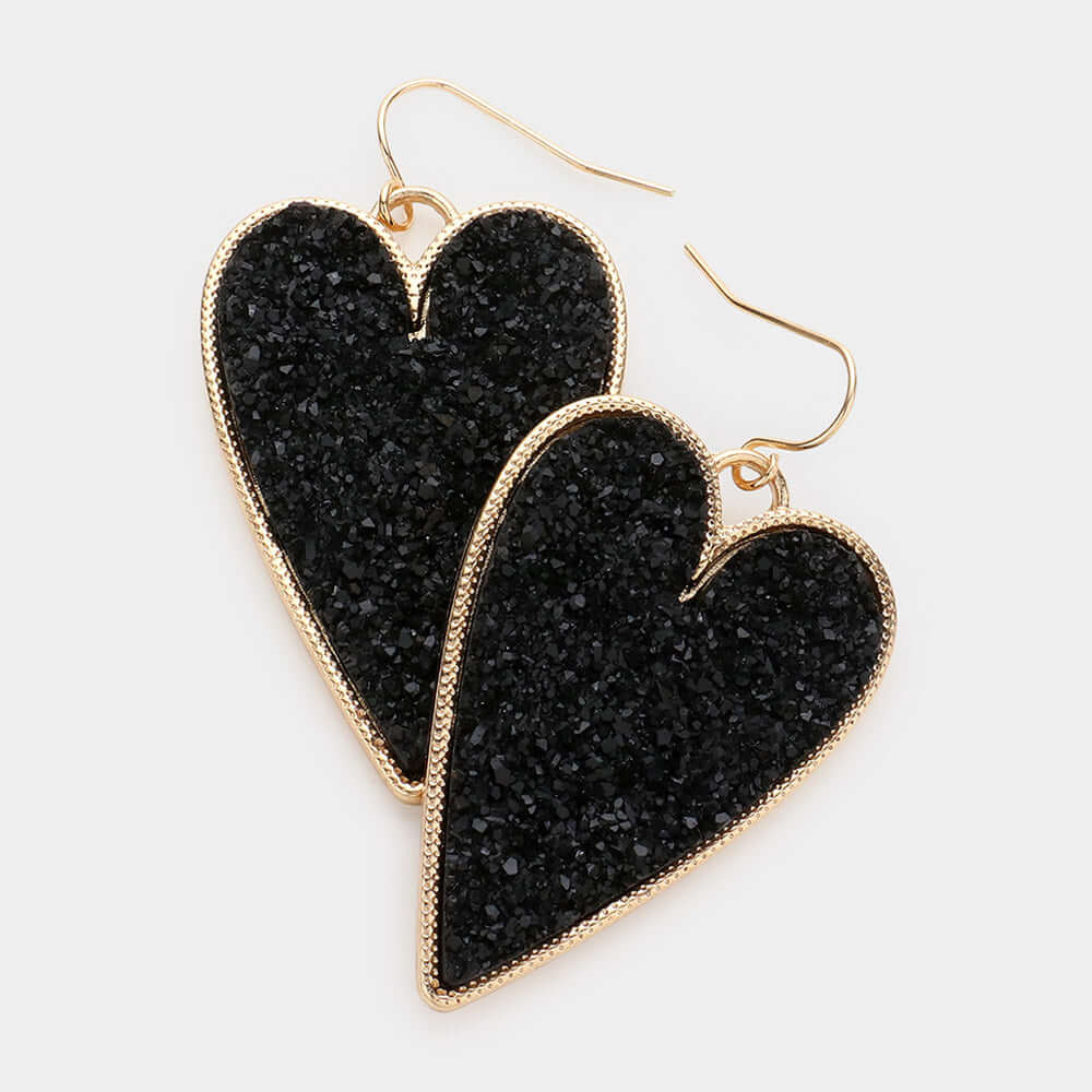 Dazzling Heart Druzy Dangle Earrings