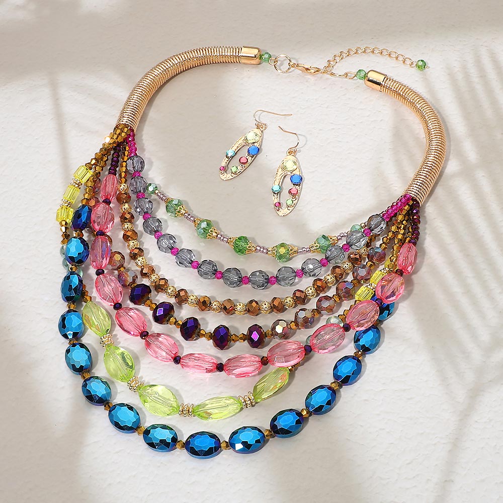 Bold Multistrand Beaded Statement Necklace