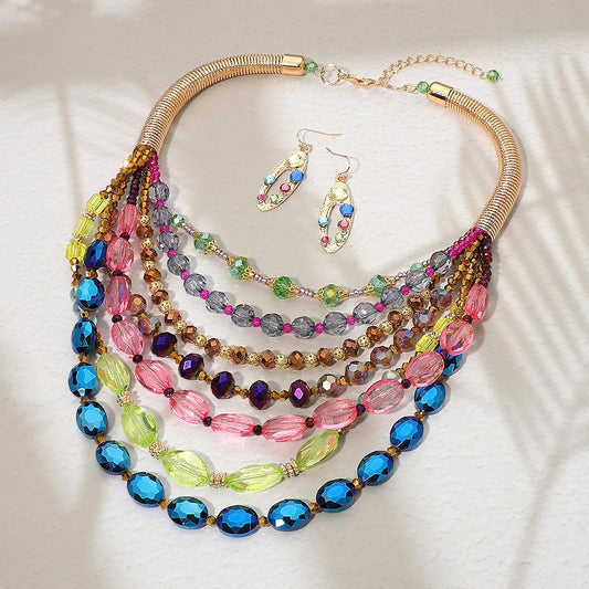 Bold Multistrand Beaded Statement Necklace
