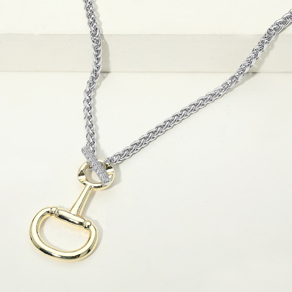 14K Gold Plated Two Tone CZ Pave Horseshoe Toggle Necklace 14K Gold Plated Two Tone CZ Pave Horseshoe Toggle Necklace M H W ACCESSORIES LLC 14K Gold Plated Two Tone CZ Pave Horseshoe Toggle Necklace 14K Gold Plated Two Tone CZ Pave Horseshoe Toggle Necklace