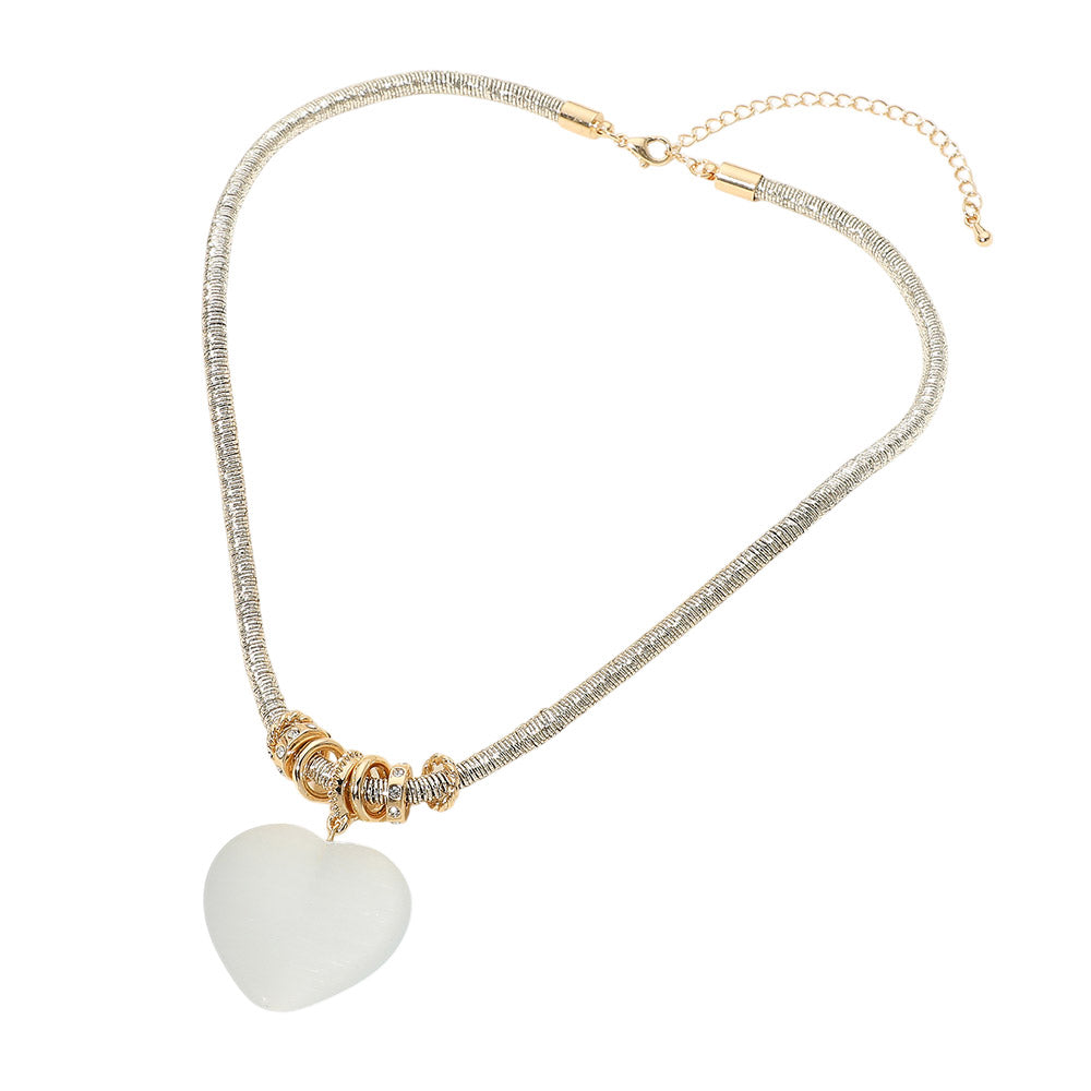 Mother of Pearl Heart Pendant Necklace for Women M H W ACCESSORIES LLC Mother of Pearl Heart Pendant Necklace for Women