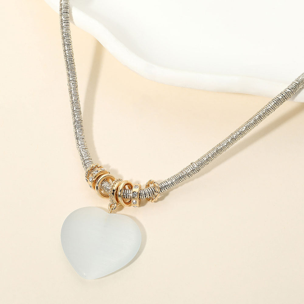 Mother of Pearl Heart Pendant Necklace for Women M H W ACCESSORIES LLC Mother of Pearl Heart Pendant Necklace for Women