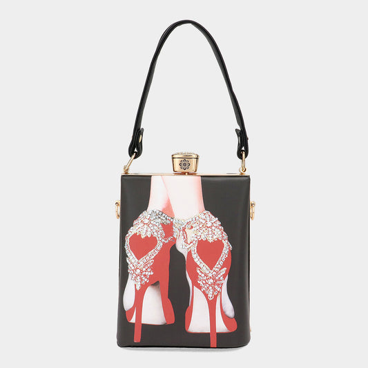 Lady High Heels Printed Top Handle Mini Bag / Crossbody Bag - M H W ACCESSORIES LLC