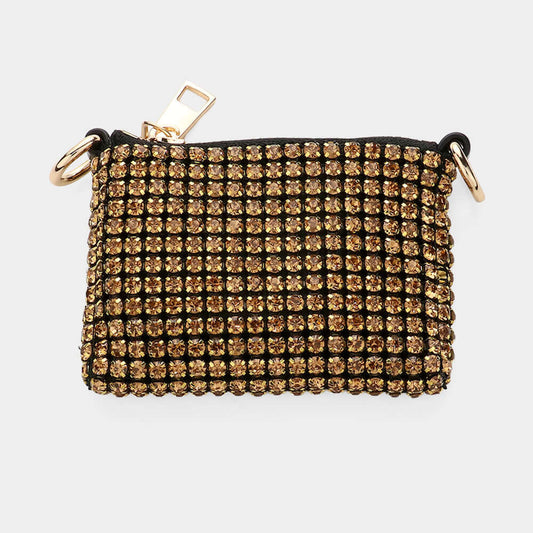 Topaz Bling Studded Mini HandBag / Crossbody Bag - M H W ACCESSORIES LLC