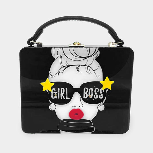 Girl Boss Black Accented Rectangle Tote / Crossbody Bag