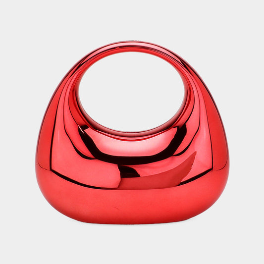 Red Metallic Acrylic Crescent Handbag - M H W ACCESSORIES LLC