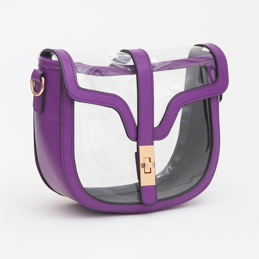 Purple Transparent Gameday Stadium Crossbody Handbag M H W ACCESSORIES LLC Purple Transparent Gameday Stadium Crossbody Handbag