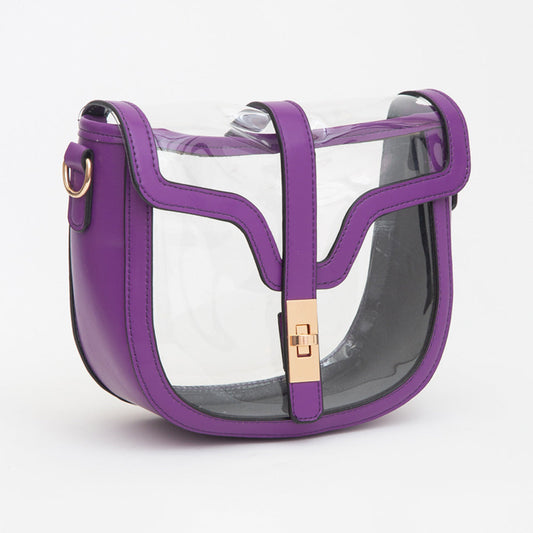 Purple Transparent Gameday Stadium Crossbody Handbag M H W ACCESSORIES LLC Purple Transparent Gameday Stadium Crossbody Handbag