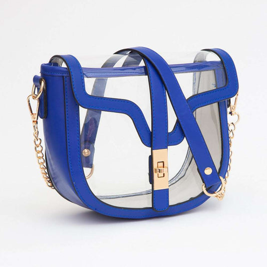 Blue Transparent Gameday Stadium Crossbody Handbag M H W ACCESSORIES LLC Blue Transparent Gameday Stadium Crossbody Handbag