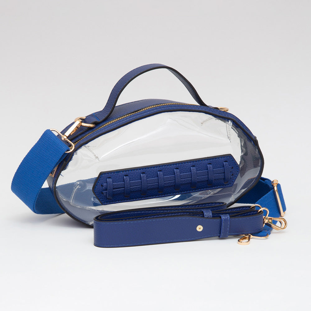 Blue & Clear Football Shaped Transparent Crossbody Bag (Copy) M H W ACCESSORIES LLC Blue & Clear Football Shaped Transparent Crossbody Bag (Copy)