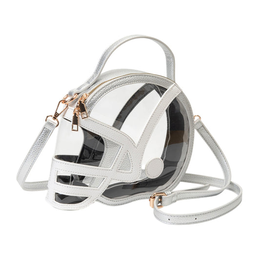 Silver & Clear  Transparent Gameday Football Helmet Shaped Crossbody Handbag M H W ACCESSORIES LLC Silver & Clear  Transparent Gameday Football Helmet Shaped Crossbody Handbag