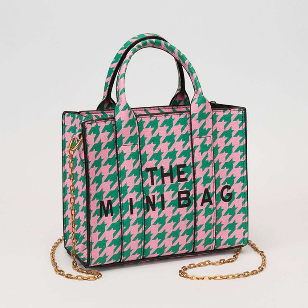 Pink and Green THE MINI BAG Faux Leather Small Crossbody Top Handle Handbag M H W ACCESSORIES LLC Pink and Green THE MINI BAG Faux Leather Small Crossbody Top Handle Handbag