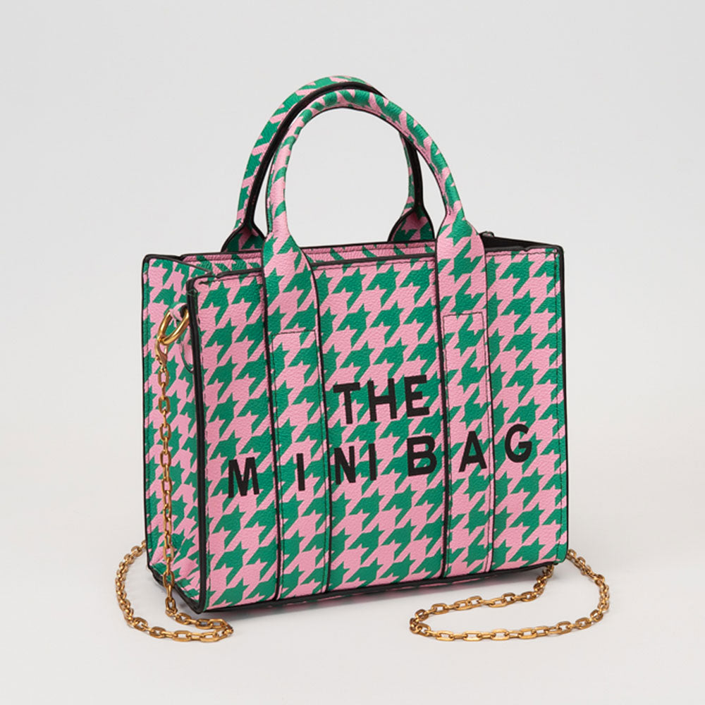 Pink and Green THE MINI BAG Faux Leather Small Crossbody Top Handle Handbag M H W ACCESSORIES LLC Pink and Green THE MINI BAG Faux Leather Small Crossbody Top Handle Handbag