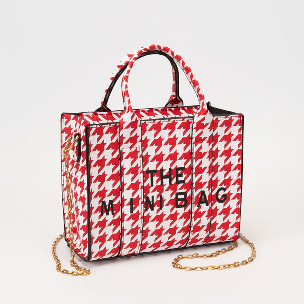 Red and White THE MINI BAG Faux Leather Small Crossbody Top Handle Handbag M H W ACCESSORIES LLC Red and White THE MINI BAG Faux Leather Small Crossbody Top Handle Handbag