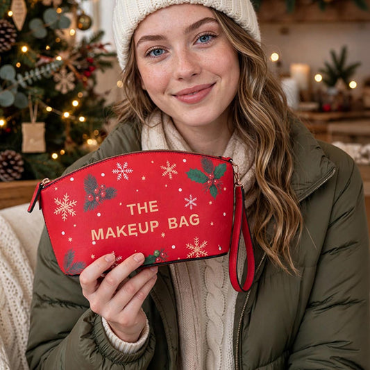Faux Leather Christmas Snowflake Pattern THE MAKE UP Bag M H W ACCESSORIES LLC Faux Leather Christmas Snowflake Pattern THE MAKE UP Bag