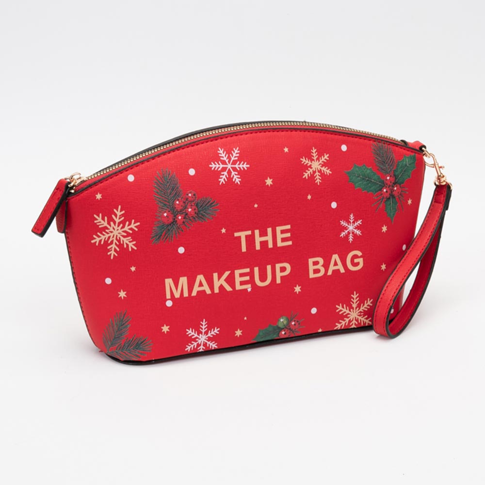 Faux Leather Christmas Snowflake Pattern THE MAKE UP Bag M H W ACCESSORIES LLC Faux Leather Christmas Snowflake Pattern THE MAKE UP Bag