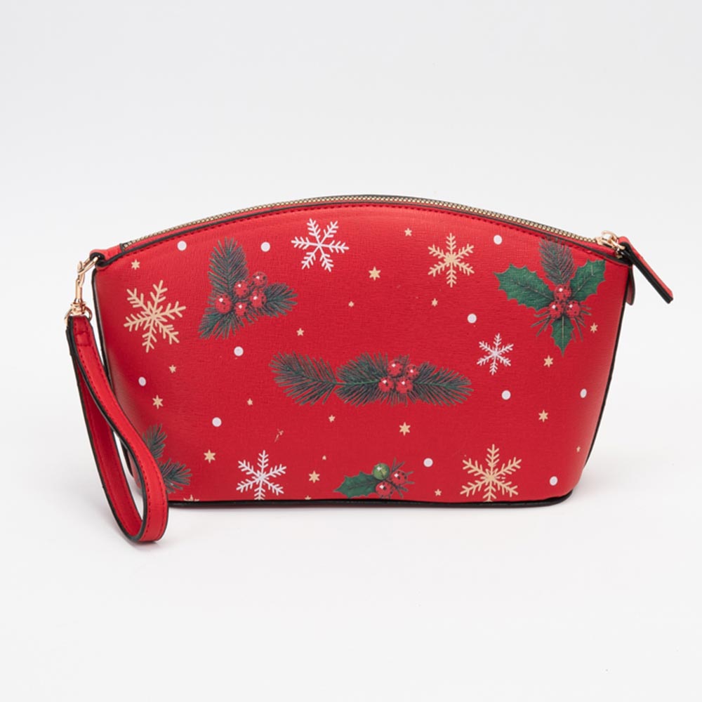 Faux Leather Christmas Snowflake Pattern THE MAKE UP Bag M H W ACCESSORIES LLC Faux Leather Christmas Snowflake Pattern THE MAKE UP Bag